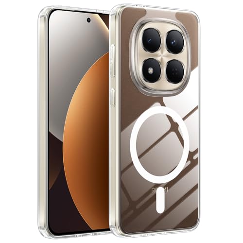 Pnakqil Coque pour Xiaomi Redmi Note 15 Pro 5G Compatible avec MagSafe,Grado Militar Magnétique Housse,Transparent Anti-Jaune Anti-Rayures Case,PC Dur Étui Arrière + TPU Bumper Antichoc,Clear