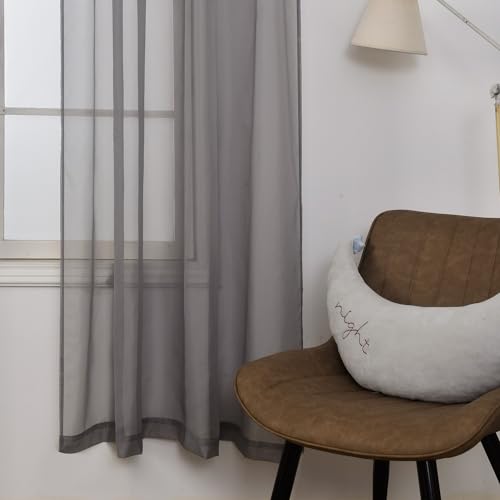 Aquazolax Kitchen Net Curtains 72 Drop, Voile Room Divider Door Panels Set of 2 Window Net Curtains with Tie Backs - Image 4