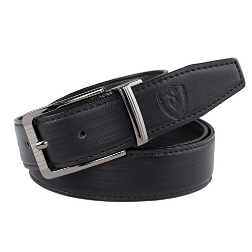 Image of Keviv PU-Leather Formal, Casual & Reversible Belts For Men (Black /Brown) (GB-)