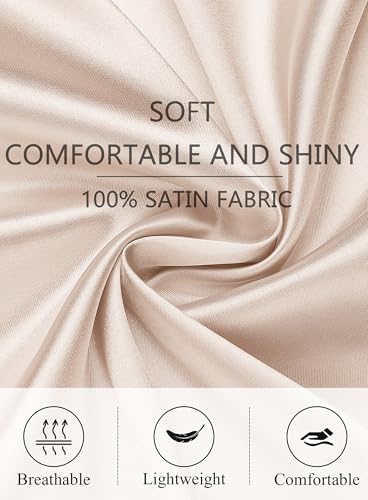 Lovasy Women's Satin Robes Lace Trim Silk Dressing Gown for Women UK Summer Ladies Kimono Dressing Gowns Lightweight Bride Bridesmaid Silk Robe 3/4 Sleeve Sexy Short Satin Robe,Dark Champagne,S - Image 4