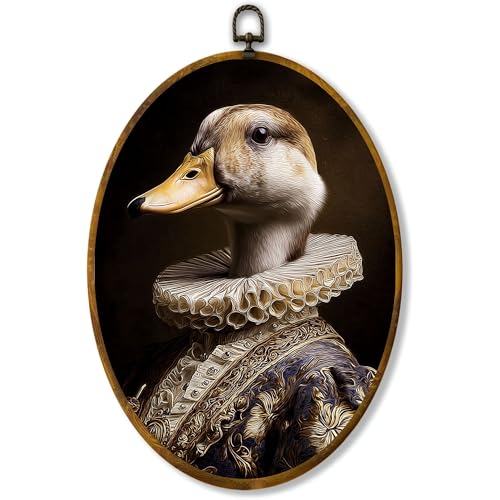 zewepri Noble Duck Oval Wall Art, Renaissance Dark Academia Decor, 8.5x11.5