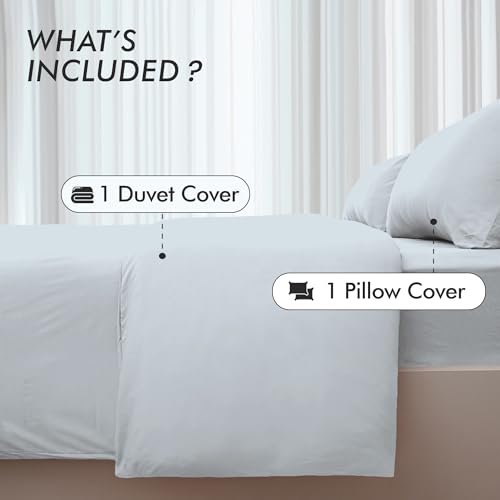 Novo Home Single Duvet Cover Set Blue Grey - Soft Microfibre Quilt Cover with 1 Pillowcase - Image 2