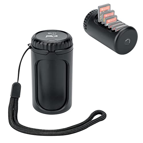 KIWIFOTOS Cartouche de Rangement Rotative Cylindrique Noire pour Cartes de Jeu et Cartes Mémoire 6 Cartes de Jeu Switch NS et 2 Cartes Micro SD Résistant à l'eau et Aux Chocs avec Dragonne Cover