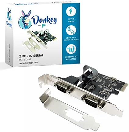 Donkey pc - Cartão 2 portas série RS232 em PCI Express. Cartão de porta série PCI-Express cartão adaptador de extensão 2 porta série. Placa controladora de expansão.