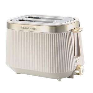 Russell Hobbs 2 Slice Toaster [980W, Frozen/Cancel/Reheat function with Indicator light] Brontë Stone (Extra wide slots, 6 Browning levels, Lift & Look function, Lift high feature) 26761