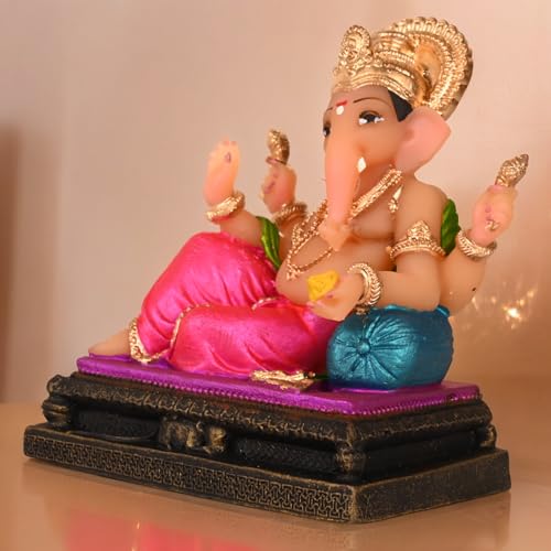 Image of KariGhar Peshwa Ganesh Idol Perfect for Car Dashboard and House Warming Multicolor