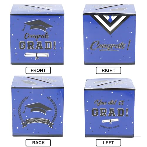 Image of Graduation Card Box 2026 Graduation Party Decorations Blue Graduation Card Box Holder Foldable Congrat Grad Card Gift Boxes Money Box 2026 Graduation Decoration 2026 Graduation Party Supplies Favor