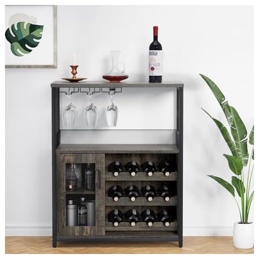 IDEALHOUSE 3-Tier Wine Bar Cabinet