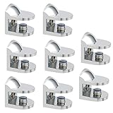 SAYAYO Glass Shelf Clamp, 8 PCS Adjustable Metal Glass Clip Wall Mount Shelf Support Bracket Holder for Wooden, Glass Shelf, Polished Finish