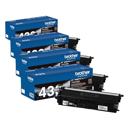 Image of Brother Genuine TN433BK High Yield Toner-Retail Packaging,Black,1 Size,(Pack of 4)