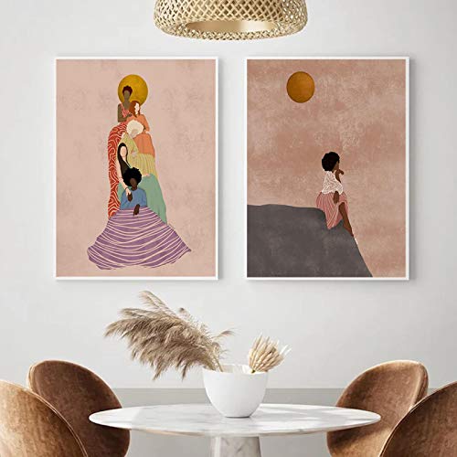 Toile peinture affiche soleil abstrait pour habiller grand mur vide x2