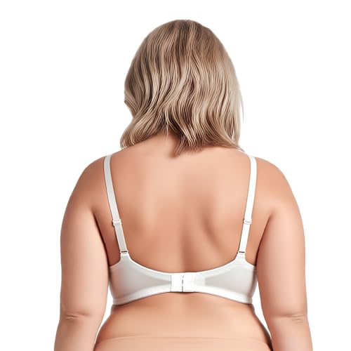 Image of Curve Muse Women's Minimizer Unlined Underwire Bra with Lace Embroidery-2 Pack