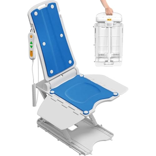 HZWJD Fauteuil Élévateur Électrique,Élévateur De Baignoire,Réglable en Hauteur Jusqu'à 18,8 Pouces,avec Panneaux Amovibles,Facilite Le Bain pour Les Personnes Âgées Blue
