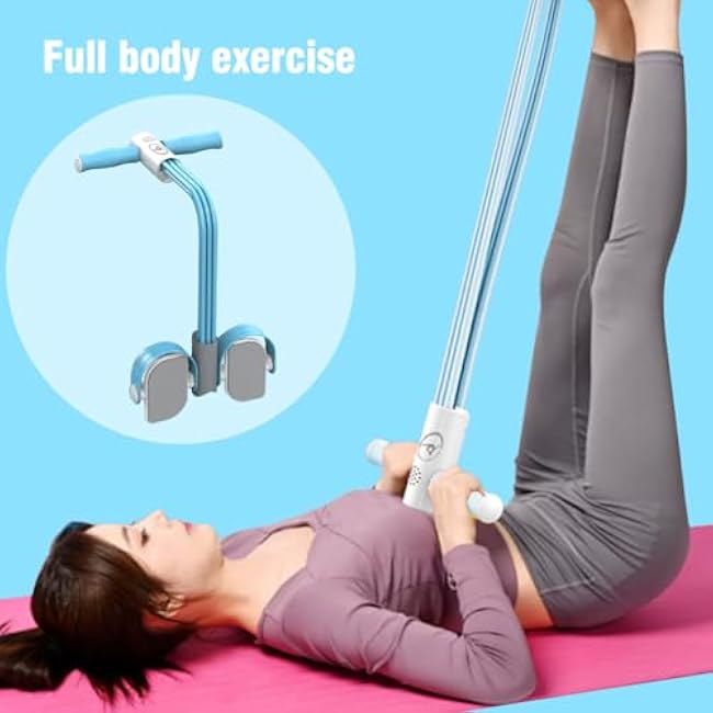 Multifunctional Pedal Puller Resistance Rope Multifunction Tension Rope Elastic Sit Up Equipment with 6-Tube Rope Abdominal and LegTrainer Yoga Tension Rope for Abdomen, Waist