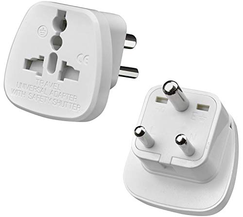 Gadgets Hut UK - 2 x UK to India Travel Adapter Type D | British 3-Pin to Indian Socket Converter | Travel Adapter for India, Nepal & Sri Lanka, Bangladesh and more (Pack of 2)
