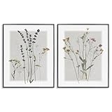 Stupell Industries Delicate Wildflower Herb Sprigs Lavender Nature Botanicals 2pc set Framed Wall Art, Design by Carol Robinson