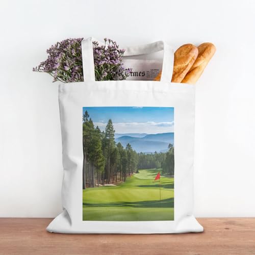 Reusable Heavy-Duty Canvas Tote Bag, Golf Course Lawn handbag 15.75x13.87 Inch, Large Eco-Friendly Shopping Tote for Travel, Gym, Gifts, Machine Washable3