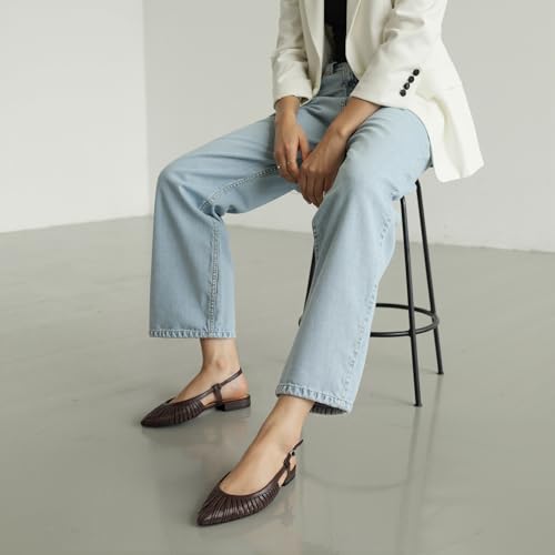 Image of Modatope Slingback Flats for Women Pointed Toe Ballet Flats Classic Low Heel Sandals Dress Shoes
