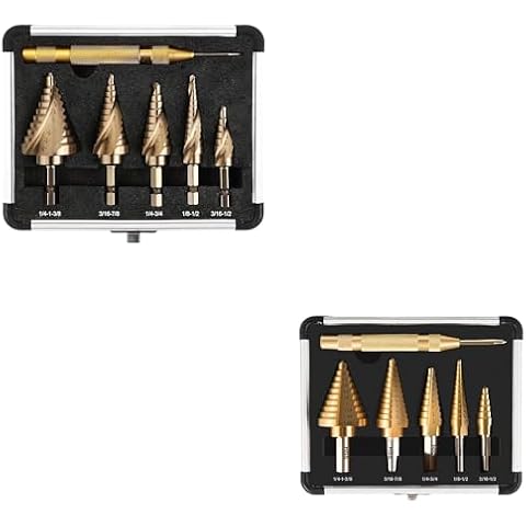 5PC Cobalt Step Drill Bit Set & 6PC Titanium Step Drill Bit Set Cover