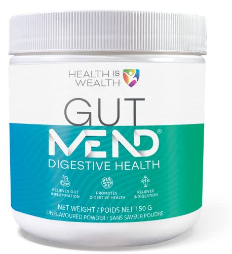 Health IS Wealth Organic GutMEND Advanced Gut Health Powder with Ginger, L Glutamine, Marshmallow Root – Relieves Inflammation, Indigestion, Nausea – 5g per Serving (150g)