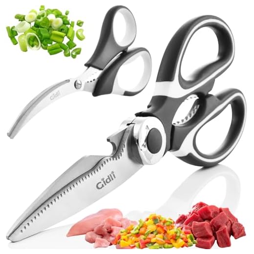 Kitchen Shears by Gidli - Lifetime Replacement Warranty- Includes Seafood Scissors As a Bonus - Heavy Duty Stainless Steel Multipurpose Ultra Sharp Utility Scissors.