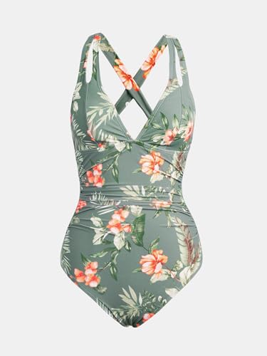 Image of CUPSHE Women's One Piece Swimsuit Tummy Control Deep V Neck Double Straps Crisscross Back Tie Bathing Suit