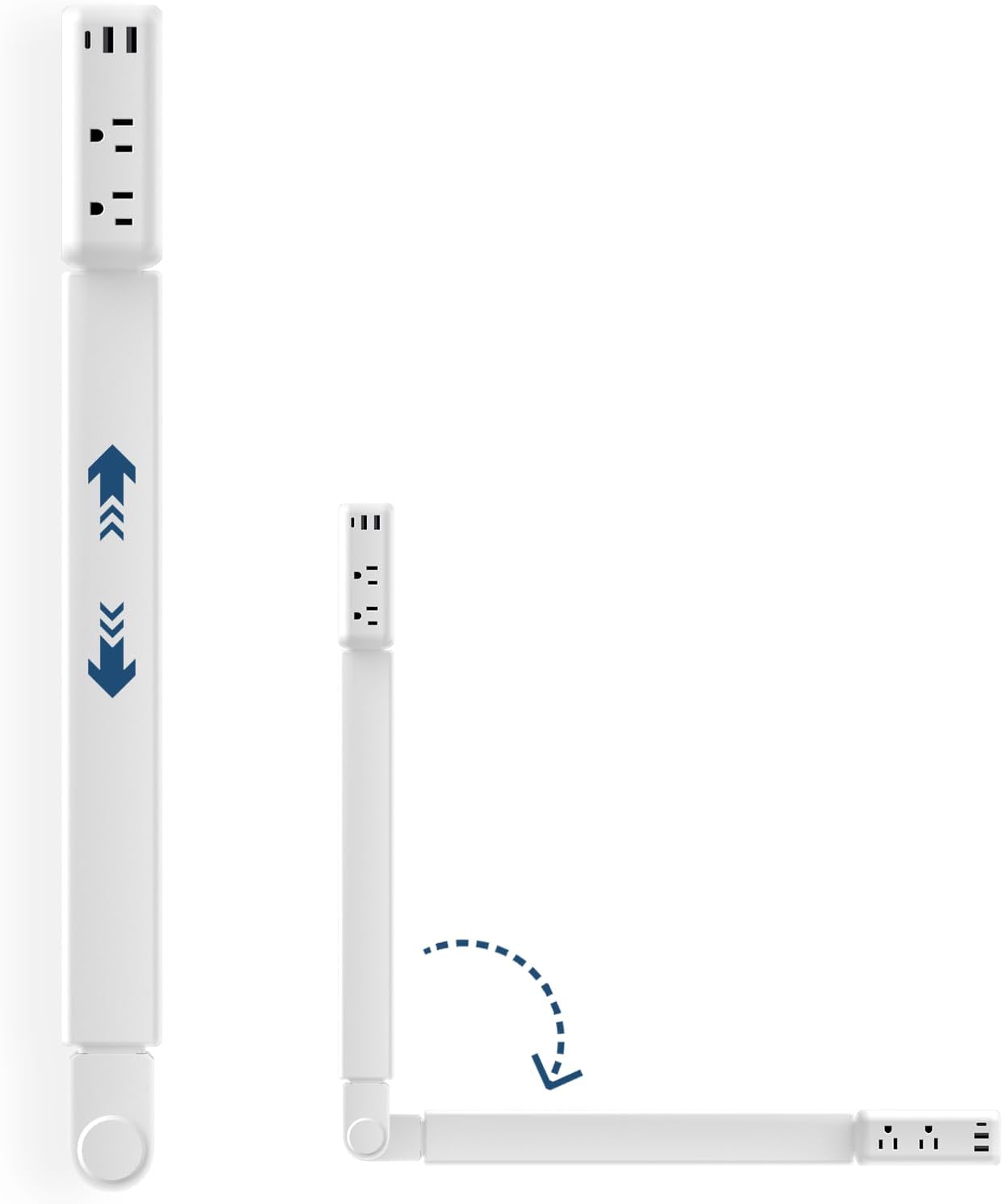 Electrical Outlet Extender with 2 AC Outlets, 2 USB-A, 1 Type-C, Rotates 180°, Extends 22"-34", Access Hard-to-Reach Outlets for Bedroom Office Behind Couches Nightstands Desks Sofa