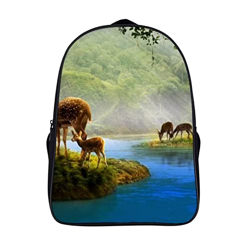 Sac à dos de travail imperméable motif deer 3D cool avec bretelles confort