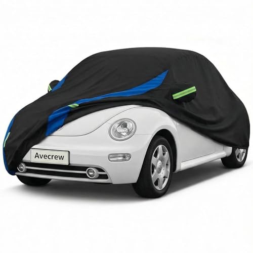 Image of Avecrew Car Cover Custom Fit for VW Beetle, Waterproof All Weather Full Exterior Cover Rain Snow Protection Cover with Side Door Zipper Design