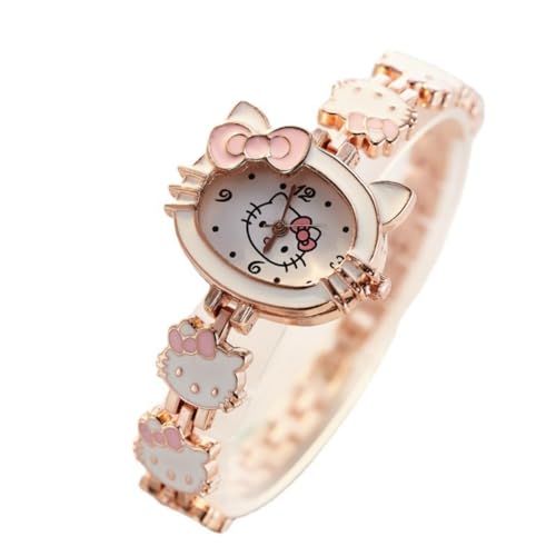 FASHION YO Montre analogique à quartz avec bracelet en acier inoxydable pour chats, filles, bambins, montres pour cadeaux pour enfants, cadeaux d'anniversaire, boîte...