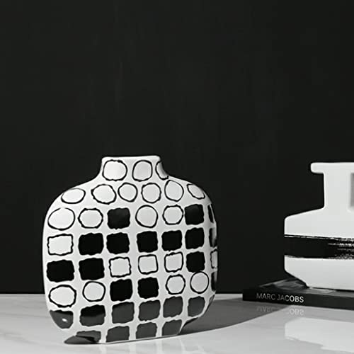Vase céramique moderne géométrique 26cm fleur composition décoration - 7