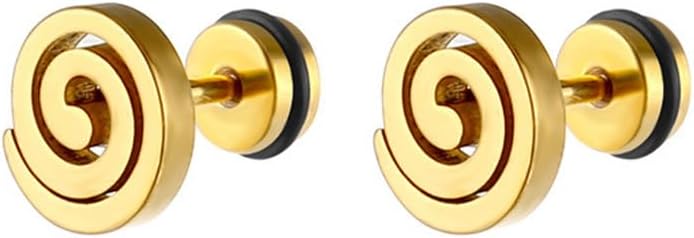 16G Spiral Swirl Screw Back Small Stud Earrings for Men Women Punk Minimalist Geometric Surgical Steel Cartilage Tragus Piercing Sleeper Studs Hypoallergenic for Sensitive Ears Gift