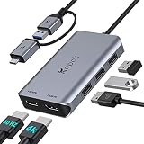 USB 3.0 to Dual HDMI Adapter for MacOS M1 M2 & Windows, USB 3.0 Laptop Docking Station to Dual Monit