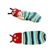 Crocheted Baby Boy Caterpillar Outfit Newborn Photography Props Handmade Knitted Photo Prop Infant Accessories