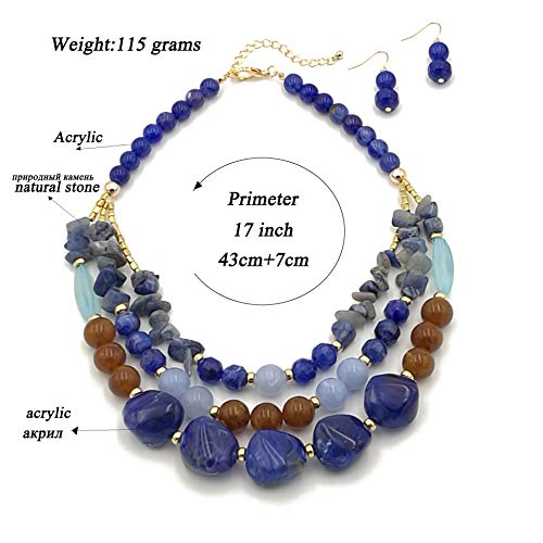 Bohemian style Multi -color Exaggerated bead Three floors necklace for Women's and girls gifts3