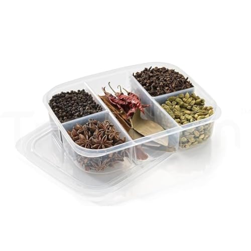 Image of VOLCANO Fridge Storage Containers, Fridge Organizer with Removable Drain Plate & Secure-Sealing Lids, Fridge Storage Boxes Keep Fruits, Vegetables Fresher, Container Box (5 grid Fridge Storage Box)