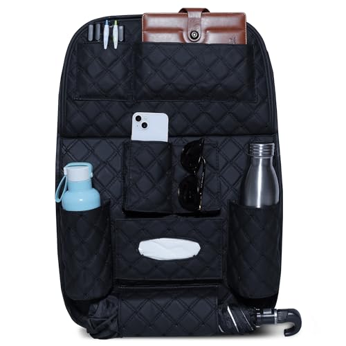 Image of Neodrift 'Seat Master' Premium 7D Car Seat Organizer, Universal Fit And Multi-Pocket Storage for Bottles, Documents, Mobile, Keys & Tissues (Black)