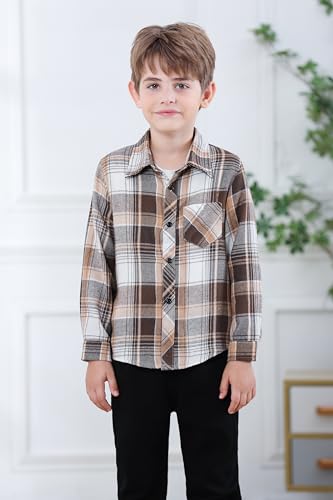 Image of Betusline Boy and Men Button Down Plaid Shirt