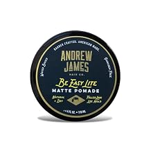 ANDREW JAMES Matte Pomade 2.75 Ounce | BE EASY LITE | Natural Matte Look| Medium Hold Pomade | Sulfate Free | Provides A Fuller Look For Your Hair | Made For Men And Women