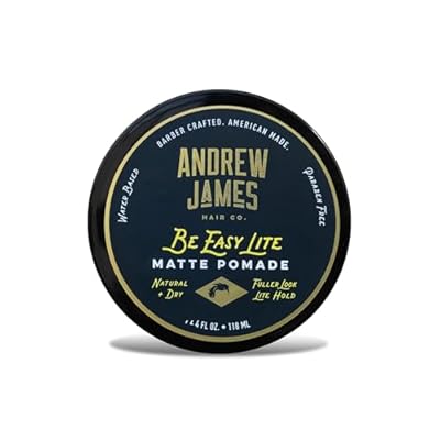 ANDREW JAMES Matte Pomade 2.75 Ounce | BE EASY LITE | Natural Matte Look| Medium Hold Pomade | Sulfate Free | Provides A Fuller Look For Your Hair | Made For Men And Women