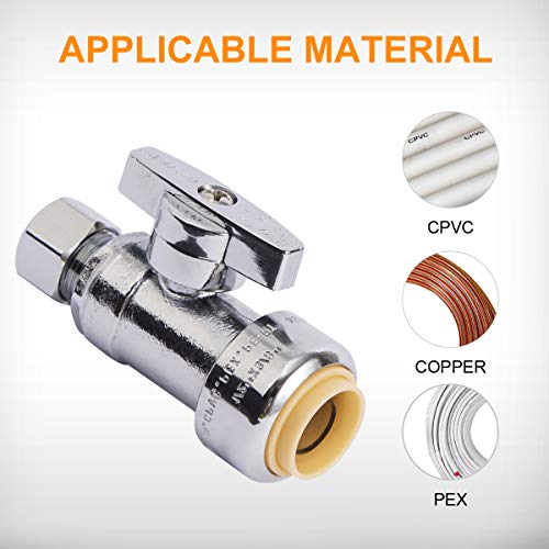 image for SUNGATOR Straight Shut Off, 12-Pack Push Fit Water Stop Valve 1/2