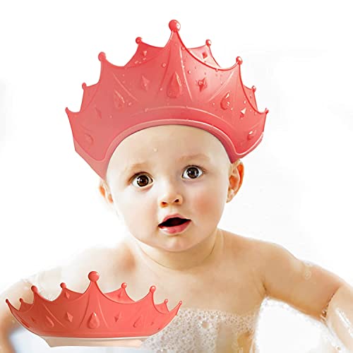 Gorro de ducha para niños y bebés, ajustable, con protección para champú, protector de baño, gorro suave, resistente al agua, para más de 6 meses (circunferencia de la cabeza superior a 38 cm) (rosa) Cover