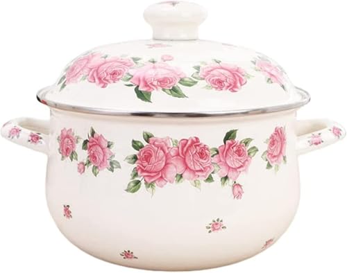 Olla de cerámica para sopa, cacerola de llama abie Enamel Stockpot with Lid 22x22x13cm Multicolor