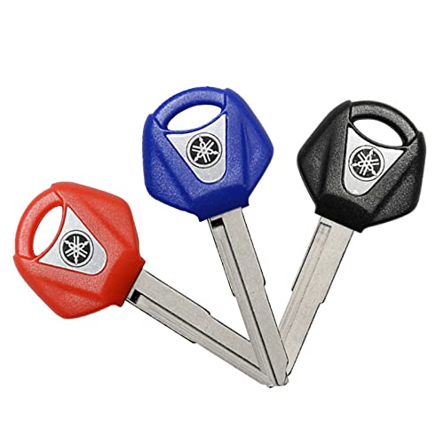 iTobest Motorcycle Blank Uncut Key Motorbike Duplicate Key Replacement Compatible with Y-amaha YZF R1 R6 R6S FZ6 FZ6S FZ6N FZ1N FZ1S XJR1300 1998-2010 Black Blue Red
