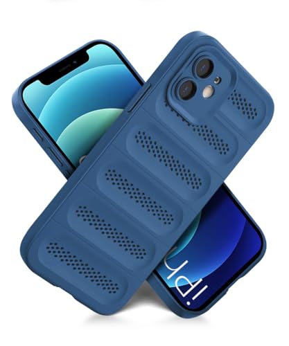Image of WOW IMAGINE Ultimate Silicone Back Cover Case for iPhone 12 | Heat Dissipation Thin Soft TPU | 360 Camera Protection | Breathable Cooling Holes - Deep Blue