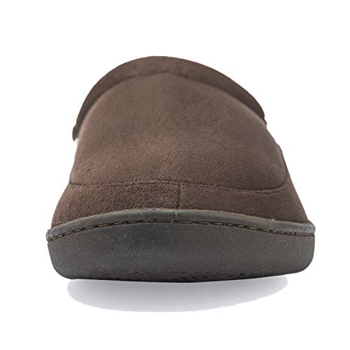 Image of NewDenBer Men's Warm Memory Foam Suede Plush Fleece Lined Slip on Indoor Outdoor Clog House Slippers
