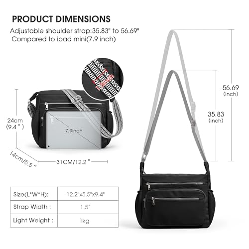 Image of Crossbody Bag for Women, Large Lightweight Nylon Shoulder Purse for Travel | Trendy Crossbody Purse with Roomy Multi-Pocket Design, Large Capacity, Waterproof for Everyday Use, Shopping, Work & Weekend