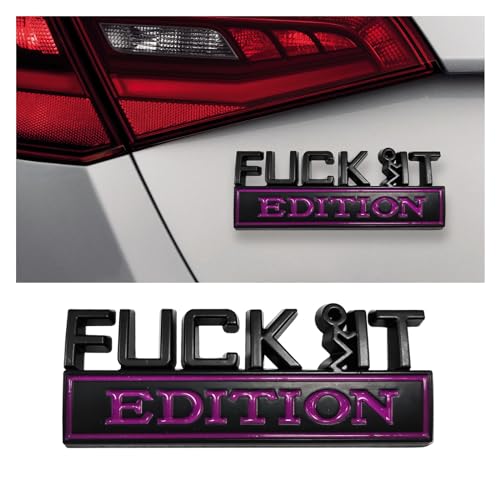 Image of Dickno Fuck It Edition Emblem for Car, Auto Fender Bumper Decoration Stickers, Vehicle 3D Side Fender Rear Trunk Decal Badge, Universal Exterior Accessories for Car Truck SUV (Black & Purple)