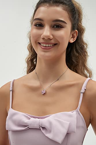 Tengtengfit S925 Sterling Silver Necklace For Women Created Pink And White Heart Pendant Necklace For Girlfriend On Christmas, Valentine's/Mother's Day, Anniversary, Birthday #TOP2