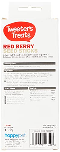 Tweeter’s Treats Seed Sticks for Budgies – Red Berry (Pack of 2)
